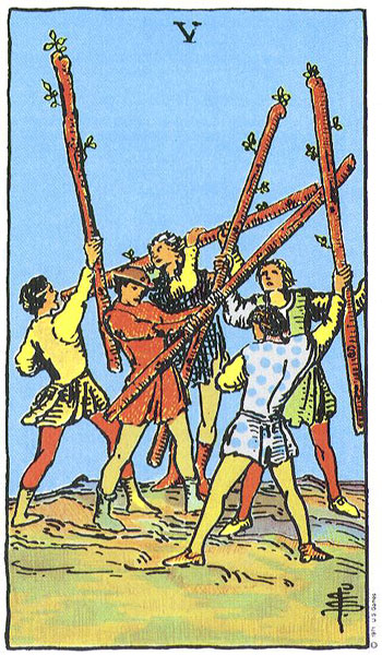 Rider-Waite-Smith - Five of Wands